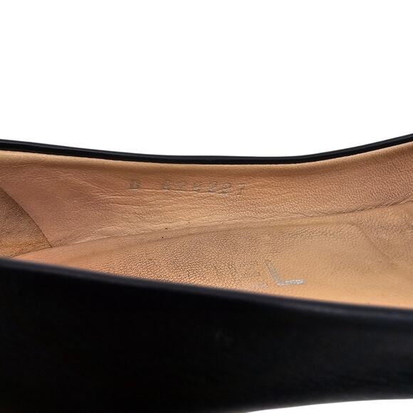 Chanel CC Cap Toe Ballet Flat Slipper Black Leather Chain Size 36.5 US 5.5 6 - Picture 10 of 12